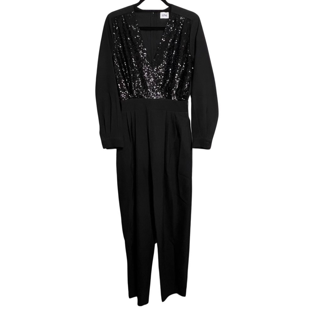 NWT LINI Black Stella Sequined Jumpsuit - Picture 3 of 10